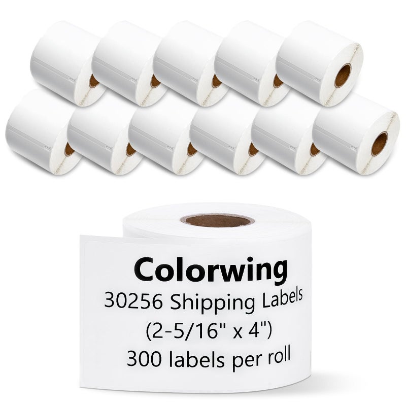 COLORWING a30256 Label Compatible with Dymo 30256 (2-5/16" x 4") LW Large White Shipping Labels 59 mm x 102 mm for Label Writer 450 Twin Turbo and Rollo Printers, 12 Rolls - Image 1